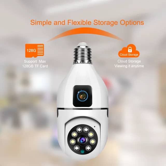 Caméra de surveillance WiFi 1080P à double objectif, ampoule E27 2,4 GHz, pour maison connectée, avec audio bidirectionnel et application