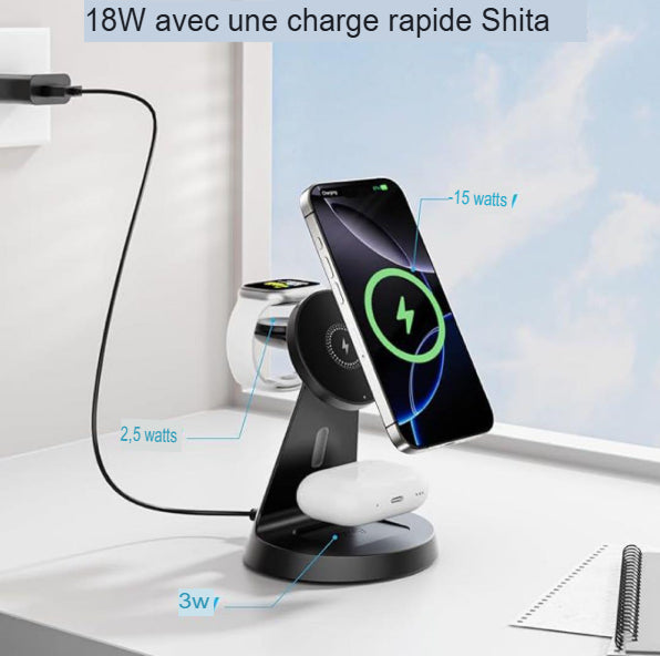 Chargeur magnétique pliable 3 en 1