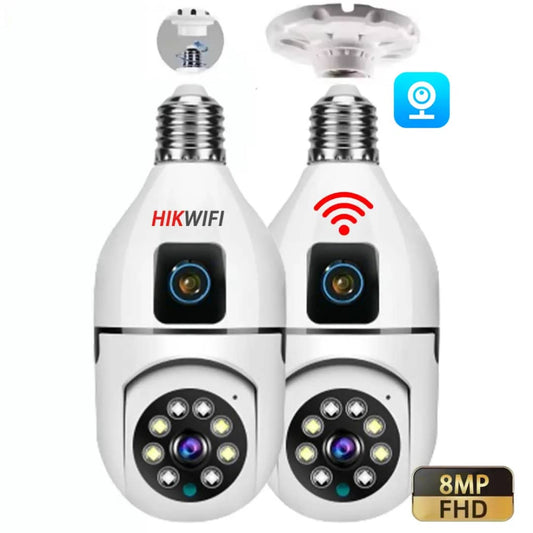 Caméra de surveillance WiFi 1080P à double objectif, ampoule E27 2,4 GHz, pour maison connectée, avec audio bidirectionnel et application