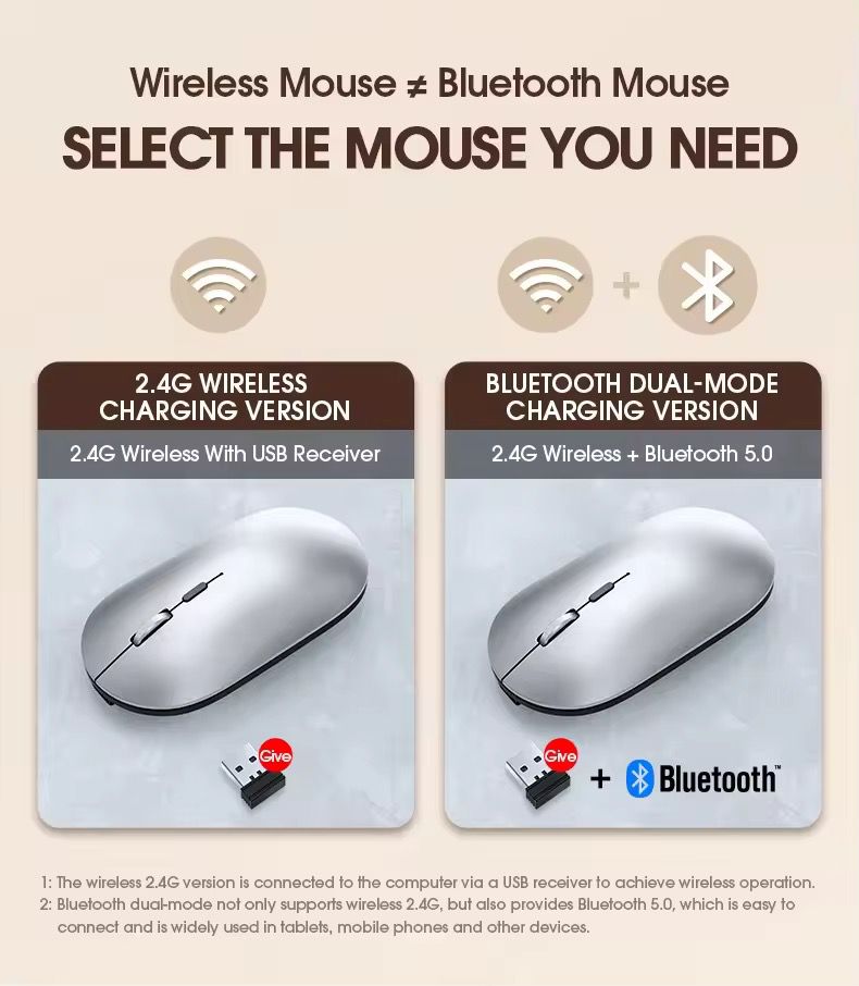 Souris Sans Fil & Bluetooth Rechargeable