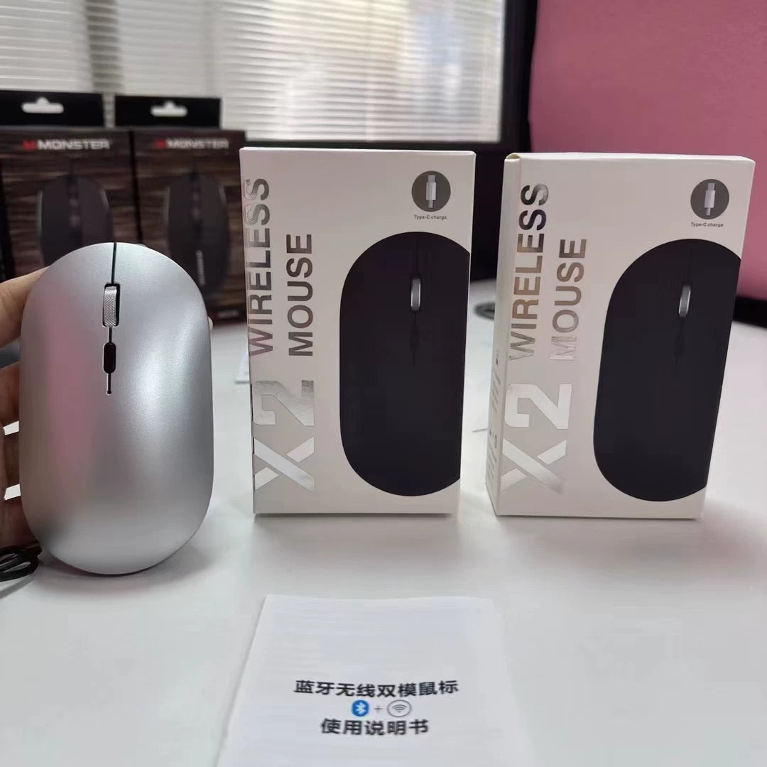 Souris Sans Fil & Bluetooth RechargeableSouris Sans Fil Rechargeable Bluetooth – Silencieuse, Ergonomique, Multi-Appareils
